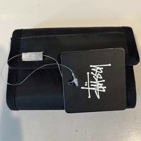 Stussy Nylon Wallet Card Holder, Black and Orange, NEW - Picture 1 of 5